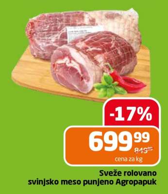 Sveže rolovano svinjsko meso punjeno Agropapuk