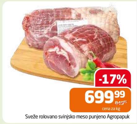 Sveže rolovano svinjsko meso punjeno Agropapuk