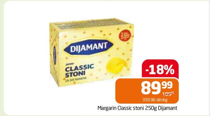 Margarín Classic stoni 250g Dijamant