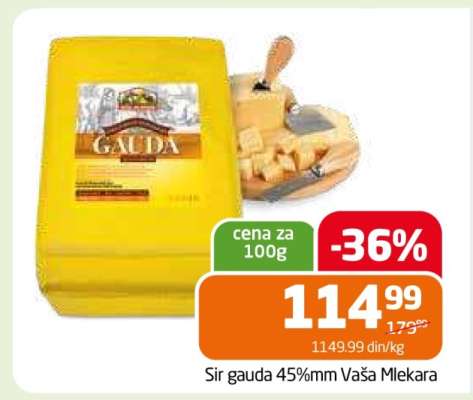 Sir gauda 45%mm Vaša Mlekara