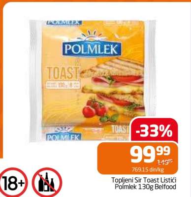 Topljeni Sir Toast Listići Polmlek 130g Belfood