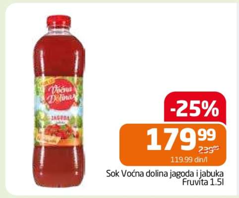 Sok Voćna dolina jagoda i jabuka Fruvita 1.5l