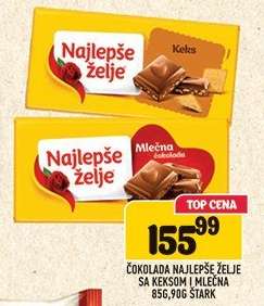 Čokolada Najlepše Želje sa keksom i mlečna