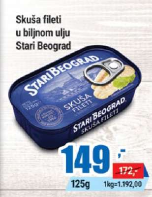 Skuša fileti u biljnom ulju Stari Beograd