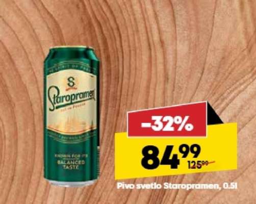 Pivo svetlo Staropramen 0,5l