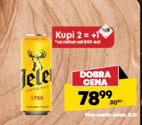 Pivo svetlo Jelen 0.5l