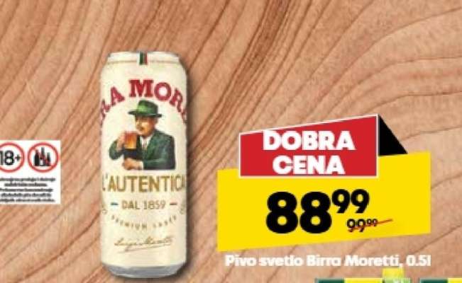 Pivo svetlo Birra Moretti, 0,5l