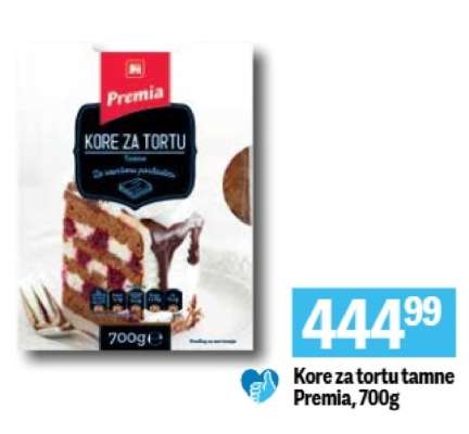 Kore za tortu tamne Premia 700g