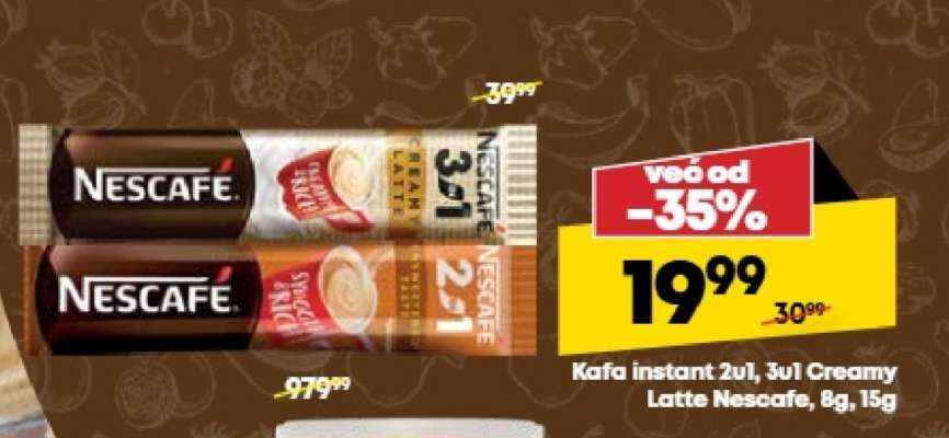 Kafa instant 2u1, 3u1, Creamy latte, Nescafe, 8g/15g