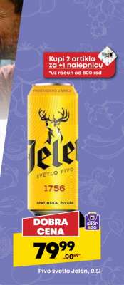 Pivo svetlo Jelen 0.5l