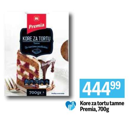 Kore za tortu tamne Premia 700g
