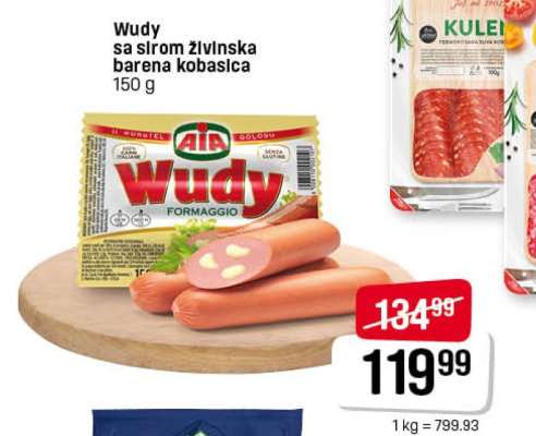 Wudy sa sirom živinska barena kobasica