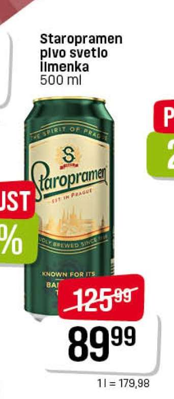 Staropramen pivo svetlo limenka