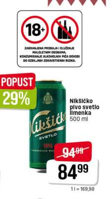 Nikšićko pivo svetlo limenka