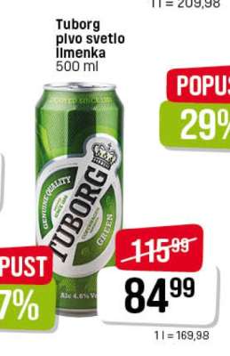 Tuborg pivo svetlo limenka