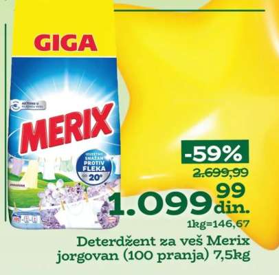 Deterdžent za veš Merix jorgovan (100 pranja) 7,5kg