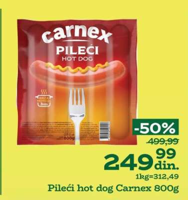 Pileći Hot Dog Carnex 800g