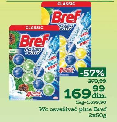 Wc osveživač pine Bref 2x50g