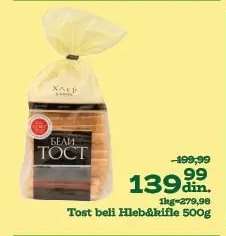 Tost beli Hleb&kifle 500g