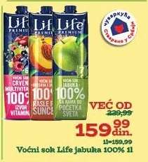 Voćni sok Life jabuka 100% 1l