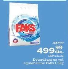 Deterdžent za veš aquamarine Faks 1,5kg
