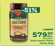 Kafa instant velvet Jacobs 180g