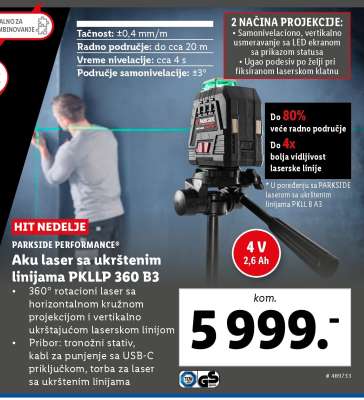 Aku laser sa ukrštenim linijama PKLLP 360 B3