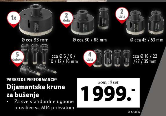PARKSIDE PERFORMANCE Dijamantske krune za bušenje