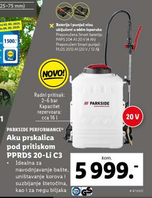 Aku prskalica pod pritiskom PPRDS 20-Li C3