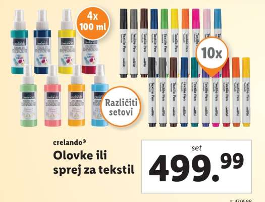crelando Olovke ili sprej za tekstil