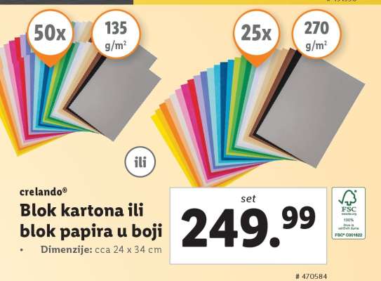 Blok kartona ili blok papira u boji