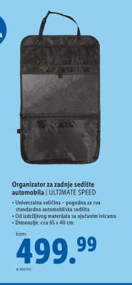 Organizator za zadnje sedište automobila