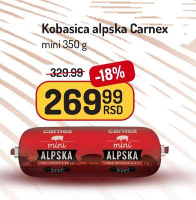 Kobasica alpska Carnex mini 350 g