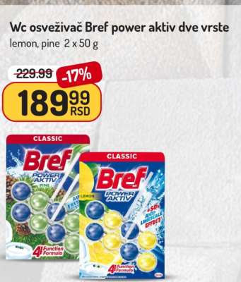 Wc osveživač Bref power aktiv dve vrste