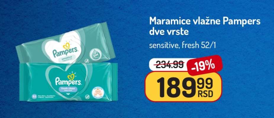 Maramice vlažne Pampers dve vrste