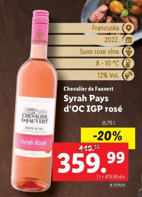 Chevalier de Fauvert Syrah Pays d'OC IGP rosé
