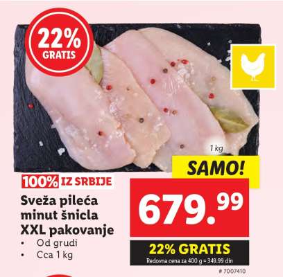 Sveža pileća minut šnicla XXL pakovanje