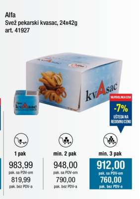 Alfa Svež pekarski kvasac, 24x42g