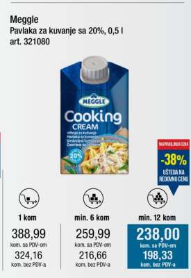 Meggle Pavlaka za kuvanje sa 20%, 0,5 l