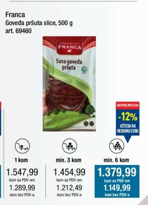 Franca Goveda pršuta slice, 500 g
