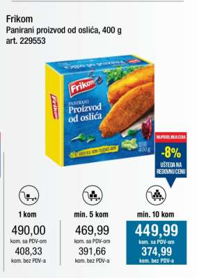 Frikom Panirani proizvod od oslića, 400 g