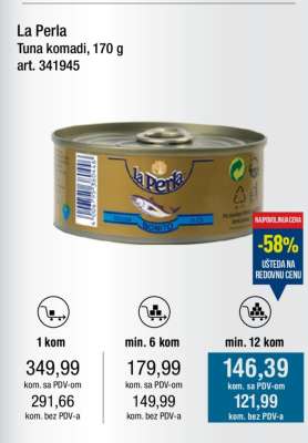 La Perla Tuna komadi, 170 g
