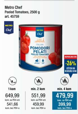 Metro Chef Peeled Tomatoes, 2500 g