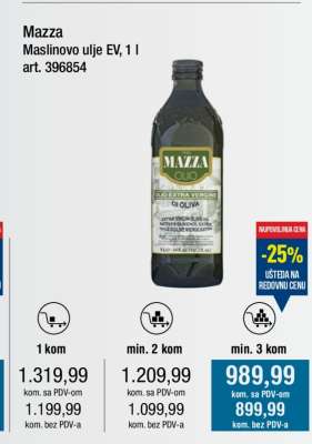 Mazza Maslinovo ulje EV, 1 l