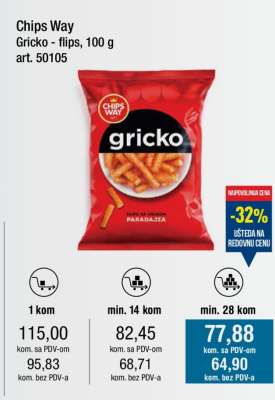 Chips Way Gricko - flips, 100 g