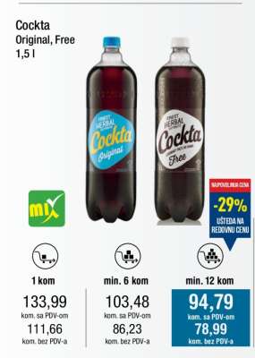 Cockta original free 1,5l