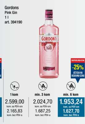 Gordons Pink Gin 1 l