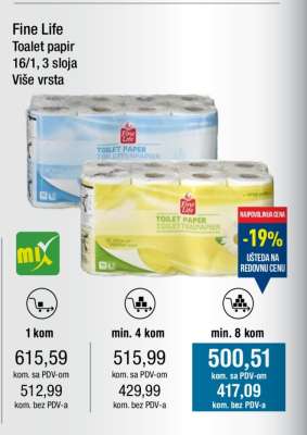 Fine Life Toalet papir 16/1, 3 sloja