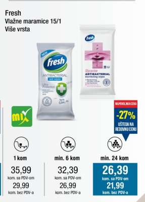 Fresh Vlažne maramice 15/1