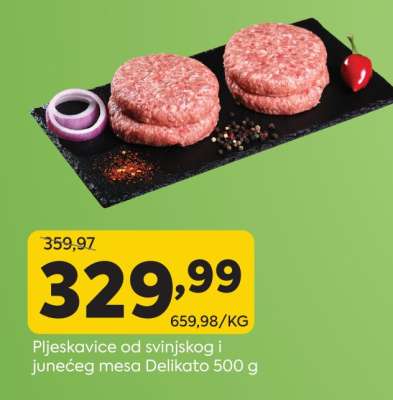 Pljeskavice od svinjskog i junećeg mesa Delikato 500 g